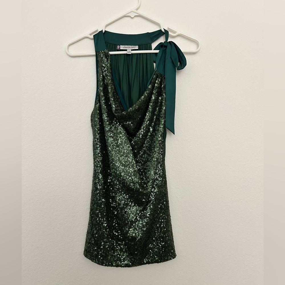 Jennifer Lopez Emerald Sequin Top